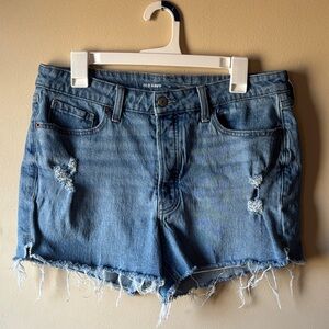 Old Navy Women's Distressed High Rise Light Blue Jean Shorts